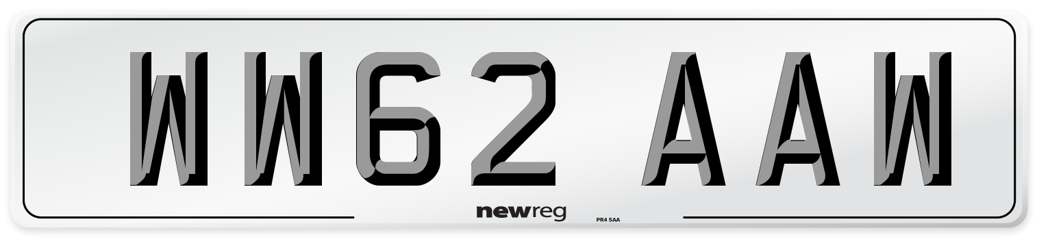 WW62 AAW Number Plate from New Reg